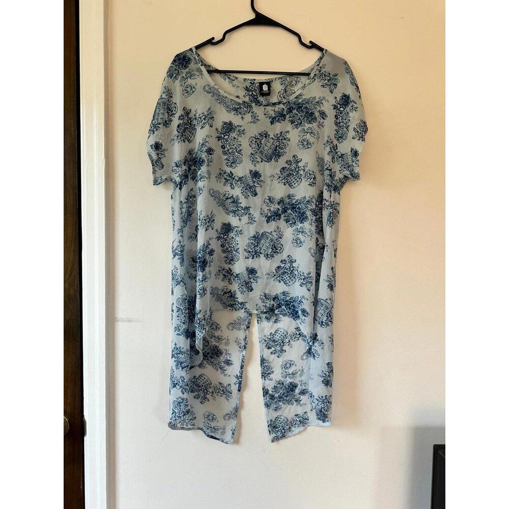 Blue Floral Sheer TARDIS & Dalek Splitback Blouse